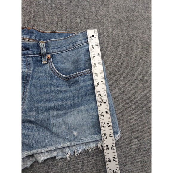 Levis 501 Shorts Womens 30‎ Blue Button Fly Cut Off Raw hem Grunge 3" inseam - Picture 7 of 13